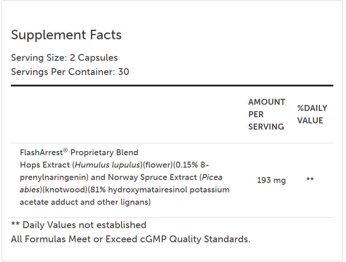 Flash Arrest Ingredients 