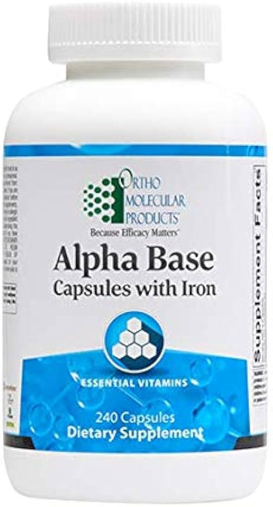 Ortho Molecular Products Alpha Base Capsules with Iron Dietary Supplement