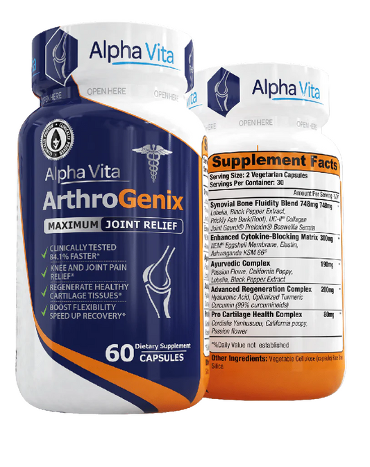 "alpha vita arthrogenix joint relief supplement bottles"