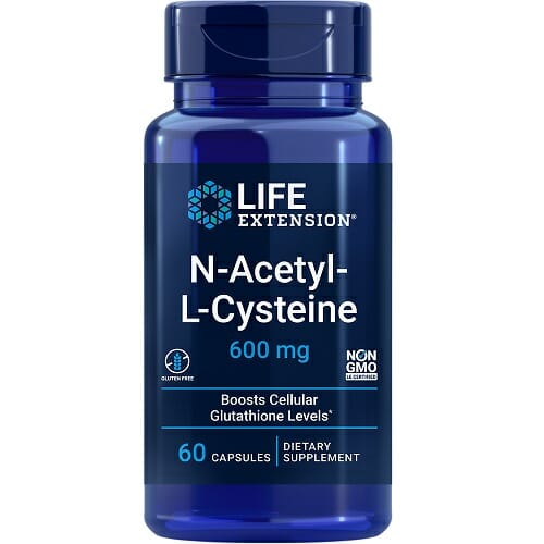 Life Extension N-Acetyl-L-Cysteine 600 mg dietary supplement bottle