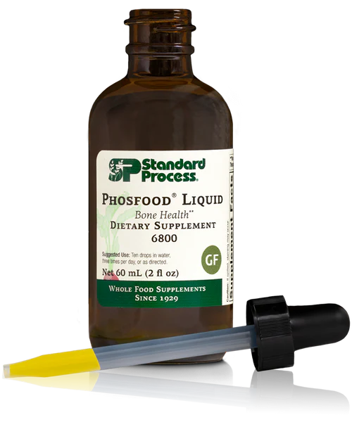 Phosfood Liquid dietary supplement bottle with dropper