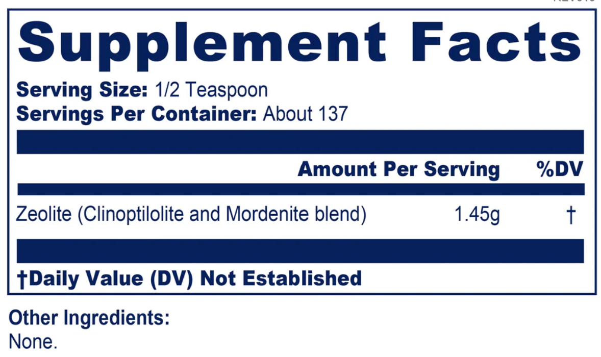 ZeoBind Supplements Facts