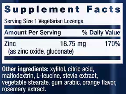 Zinc Lozenges Ingredients